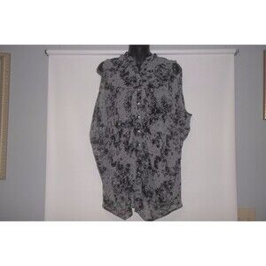Millau Multi - Color Gray Black Print Sheer  Sleeveless Blouse Size Small S